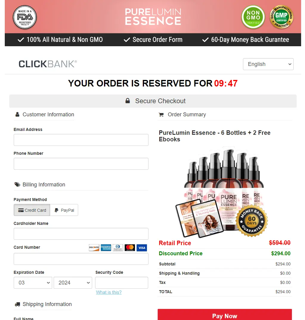 PureLumin Essence - Order Page